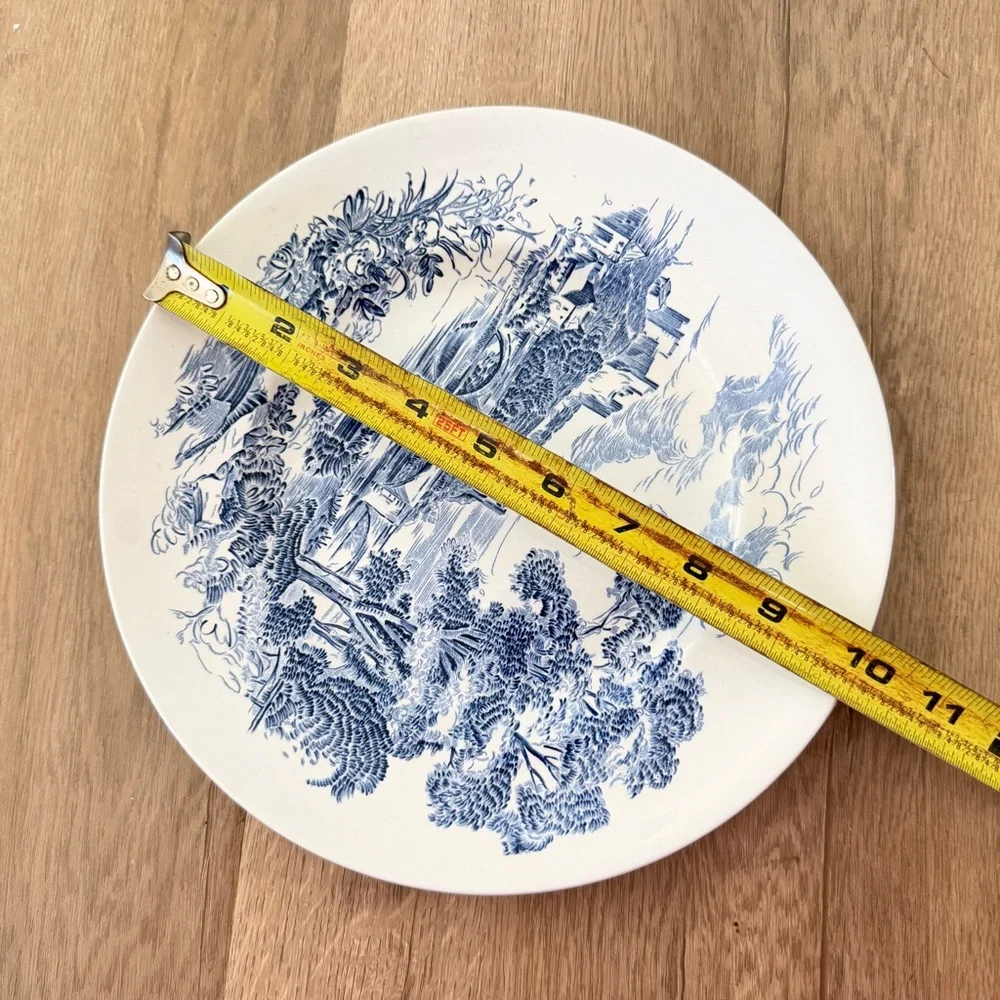 Enoch Wedgwood Tunstall Ltd England Countryside‎ Blue White 10” Dinner Plate Vtg